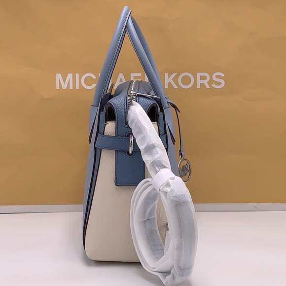 MICHAEL KORS Mercer Md Top Zip Color-Block Belted Satchel Crossbody Purse MK - Picture 7 of 15